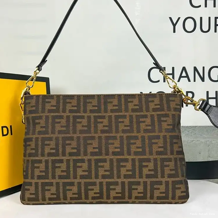 Affordable Motif Bag In Zip Brown O'Lock FF Fendi Fabric Shoulder 0607